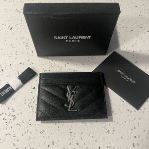 YSL Black and Silver Card Holder